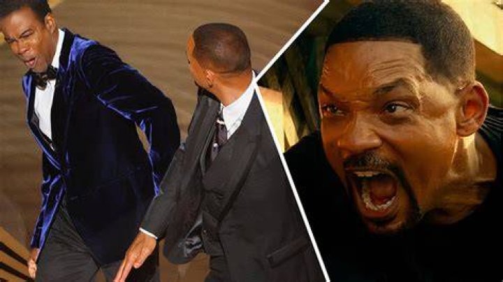 The moment when Will Smith slapped Chris Rock on stage at the 2022 Oscars